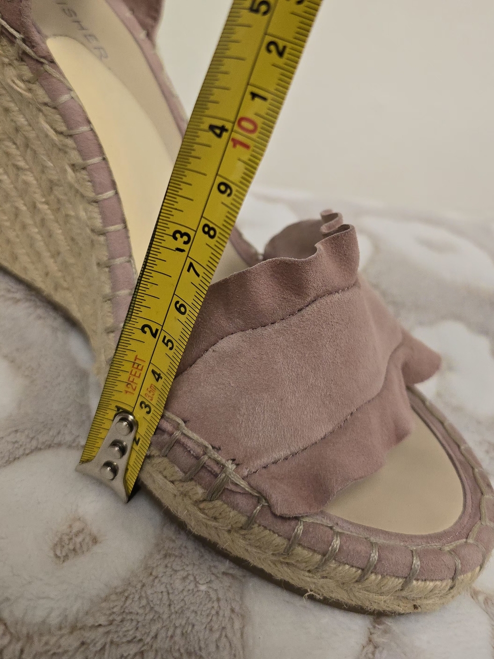 Marc Fisher Mauve Suede Ruffle Espadrille Wedges - Picture 5 of 10